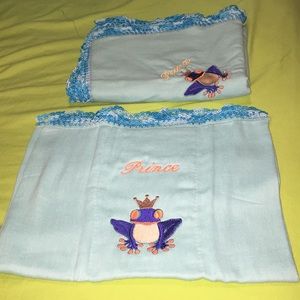 Handmade bib and baby blanket for boy